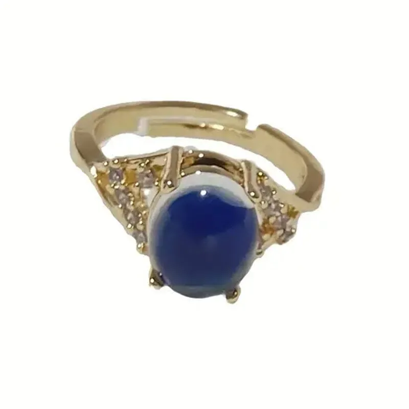Boho Style Color Changing Mood Stone Cuff Rings