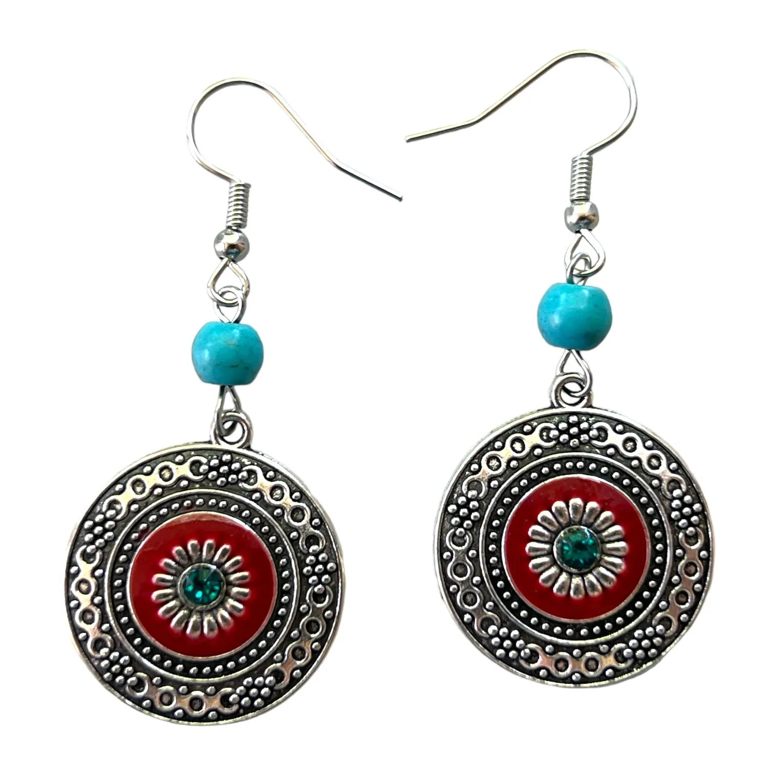 Boho Western Silver Medallion Earrings: Stylish Chic Accessories