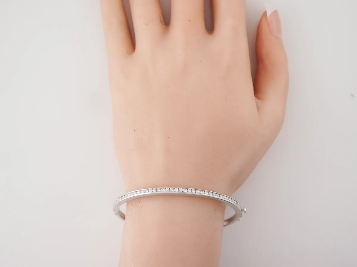 Bracelet Bangle Modern 1.49 Round Brilliant Cut Diamonds in 14k White Gold