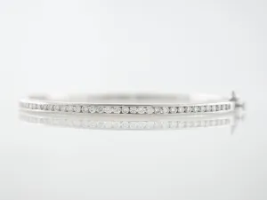 Bracelet Bangle Modern 1.49 Round Brilliant Cut Diamonds in 14k White Gold