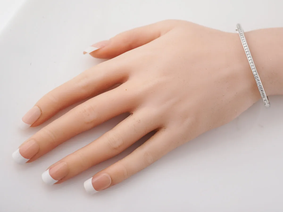 Bracelet Bangle Modern 1.49 Round Brilliant Cut Diamonds in 14k White Gold