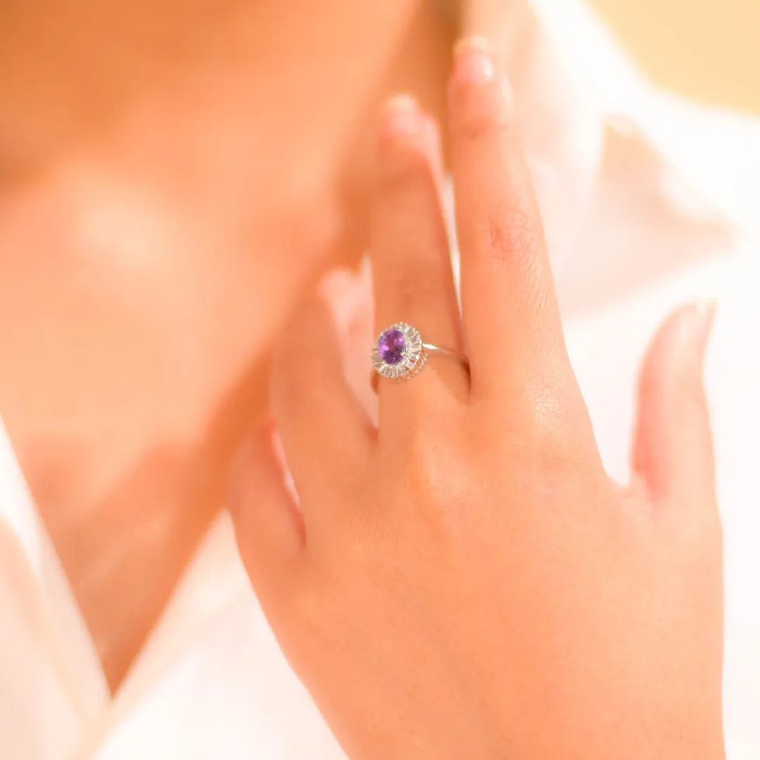 Brazilian Amethyst Oval Ring - Elegance in Every Curve