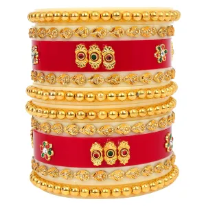 Bridal Punjabi Choora Maroon Bangles for Women's Marriage Jewellery Dulhan Chuda Set