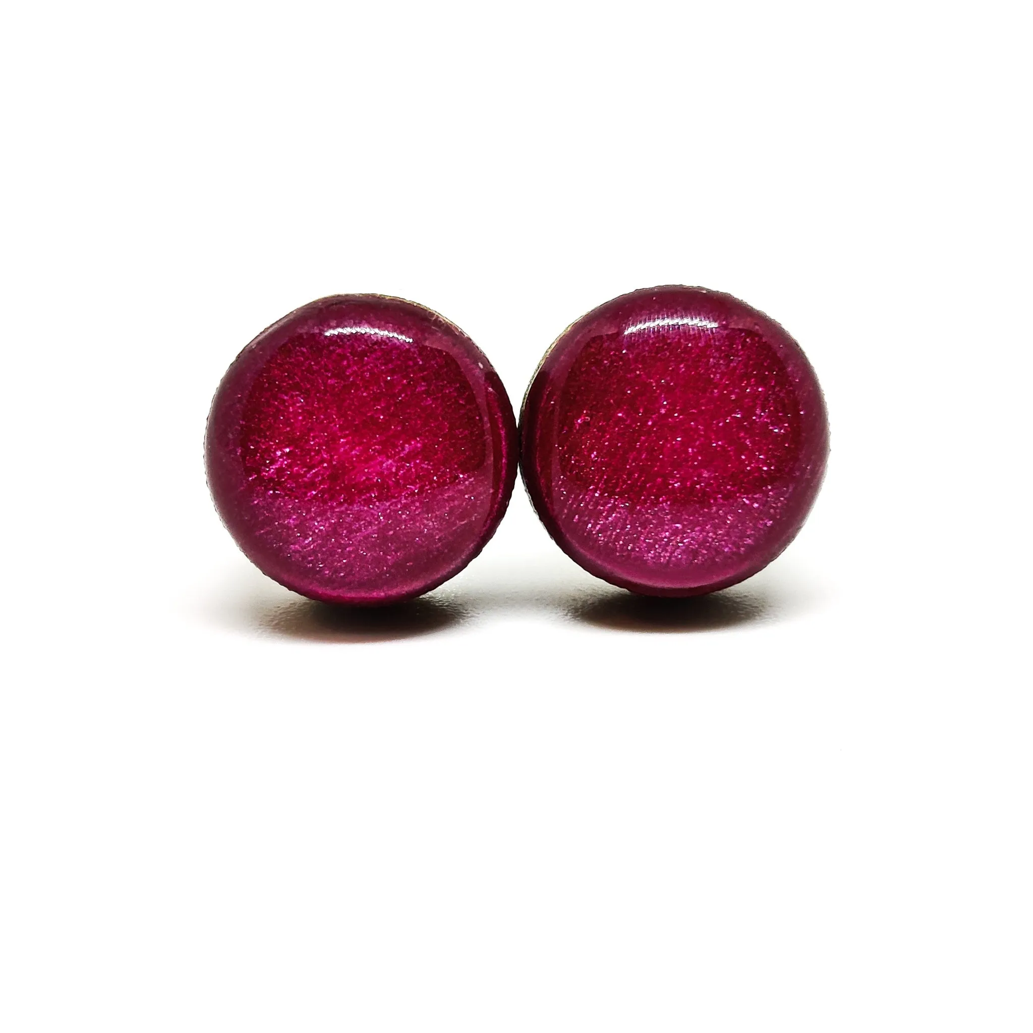 Bright Berry Shimmer Stud Earrings by Candi Cove Designs