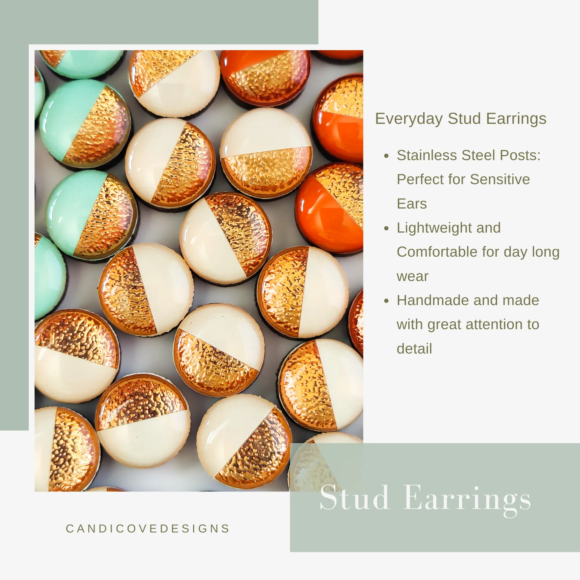 Bright Berry Shimmer Stud Earrings by Candi Cove Designs