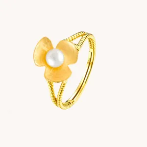 Broad Leaf gold adjustable ring W.
