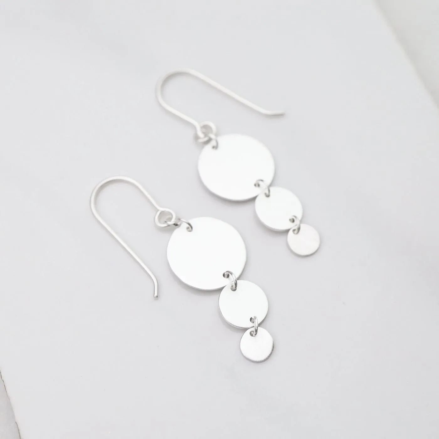 Brushed Sterling Silver 3 Discs Earring