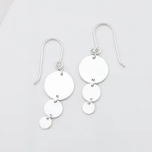 Brushed Sterling Silver 3 Discs Earring