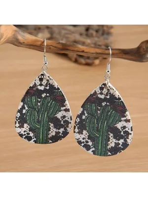 Cactus & Cow Print Hat Earrings