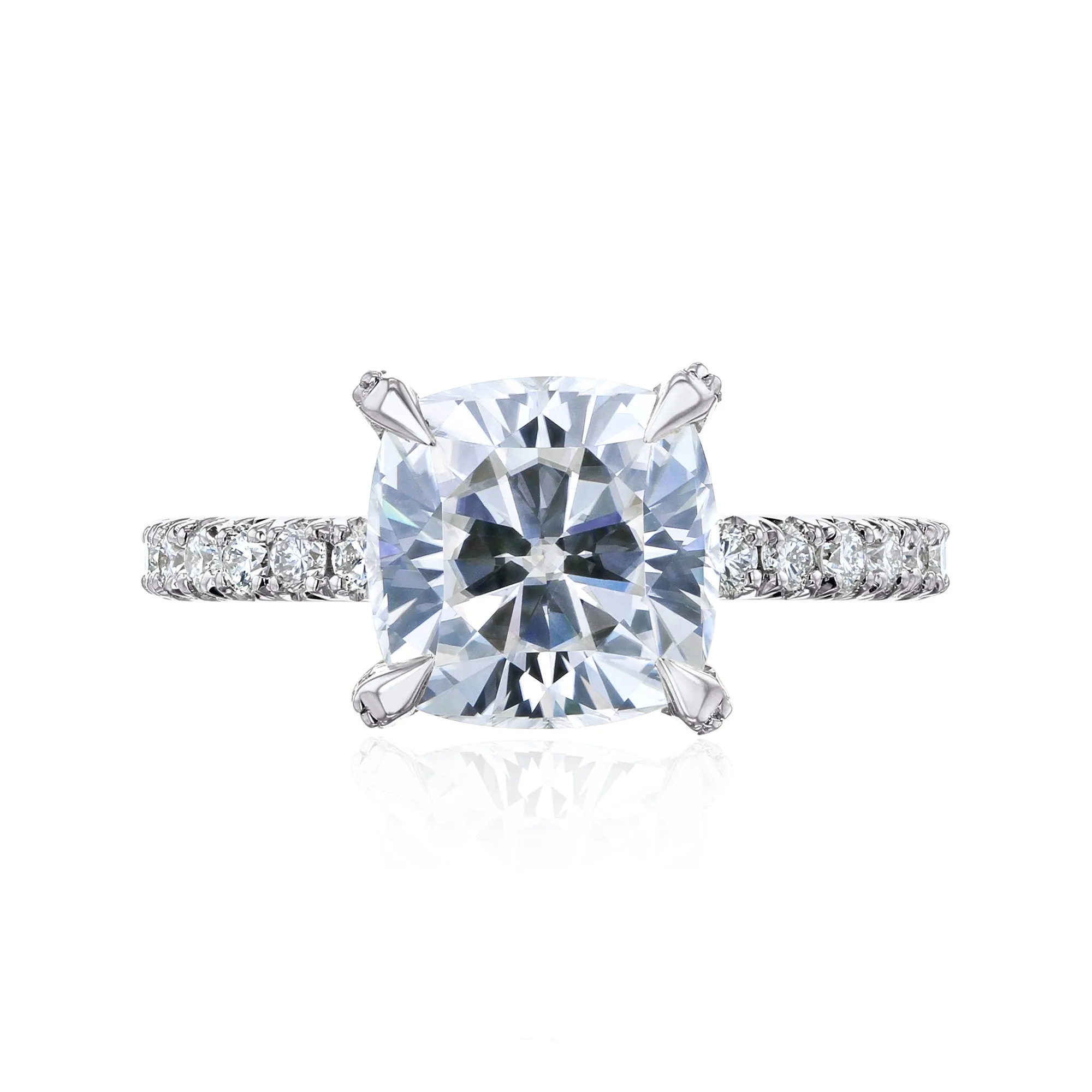 Cait - Cushion Moissanite & Diamond Pavé Ring