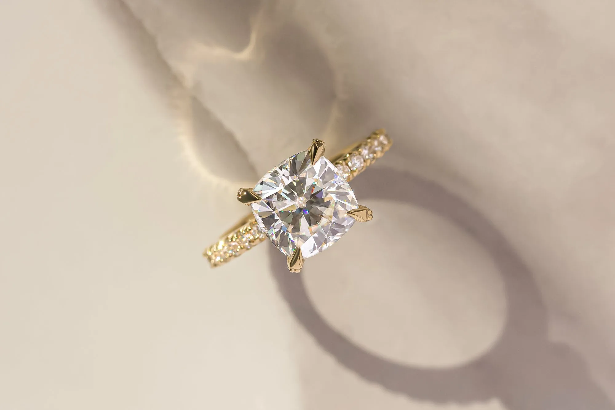 Cait - Cushion Moissanite & Diamond Pavé Ring