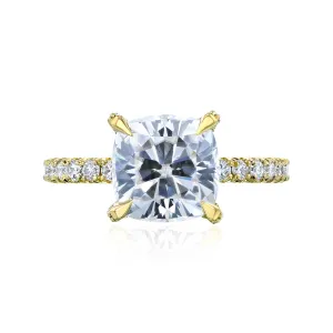 Cait - Cushion Moissanite & Diamond Pavé Ring