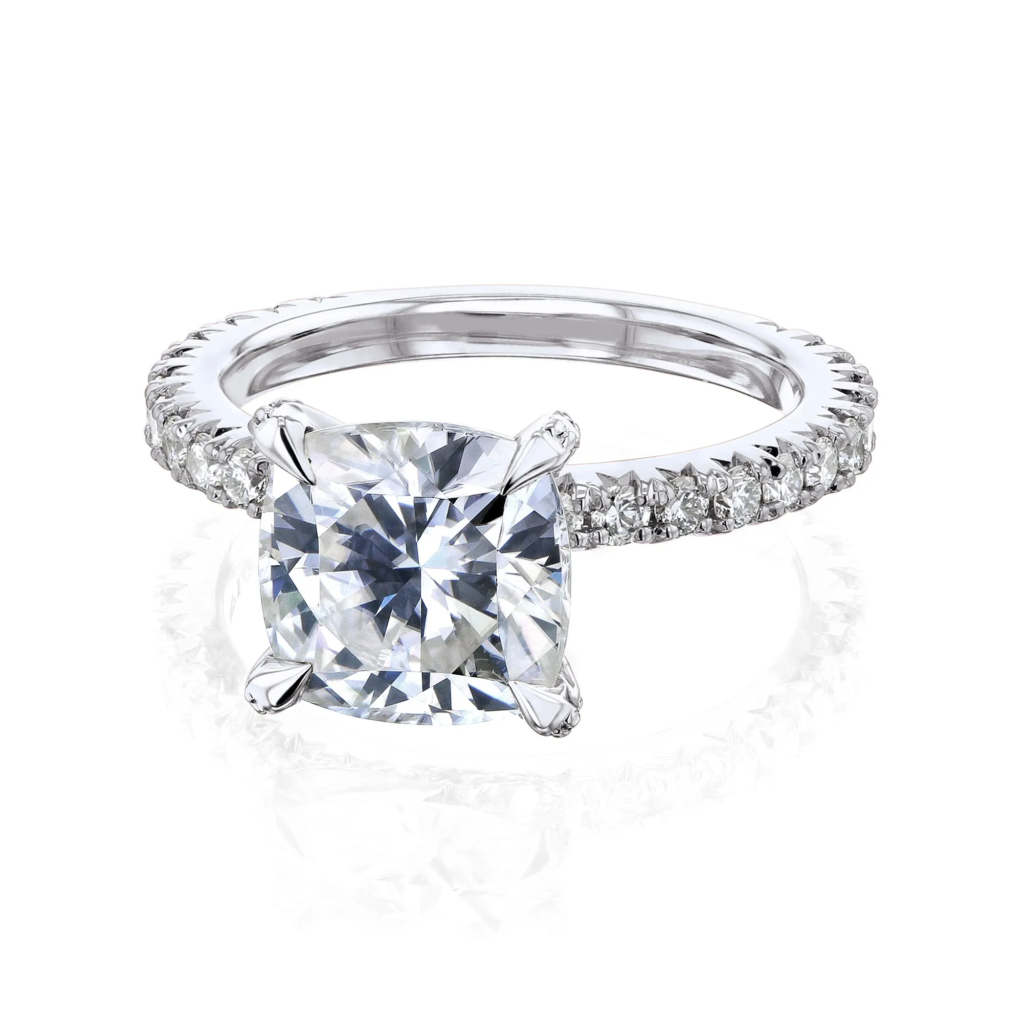 Cait - Cushion Moissanite & Diamond Pavé Ring