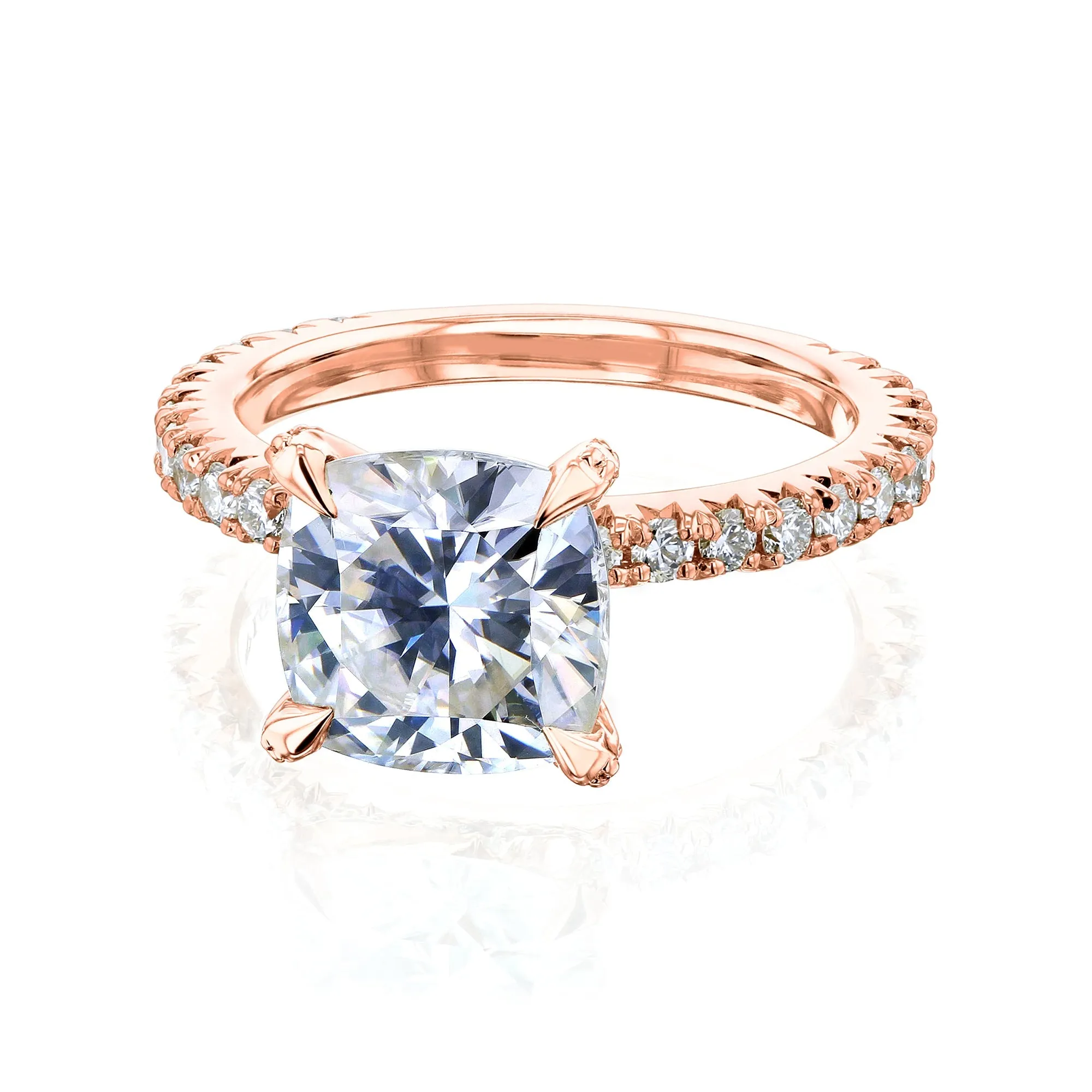 Cait - Cushion Moissanite & Diamond Pavé Ring