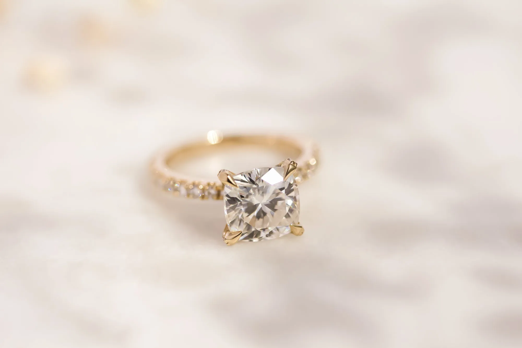 Cait - Cushion Moissanite & Diamond Pavé Ring