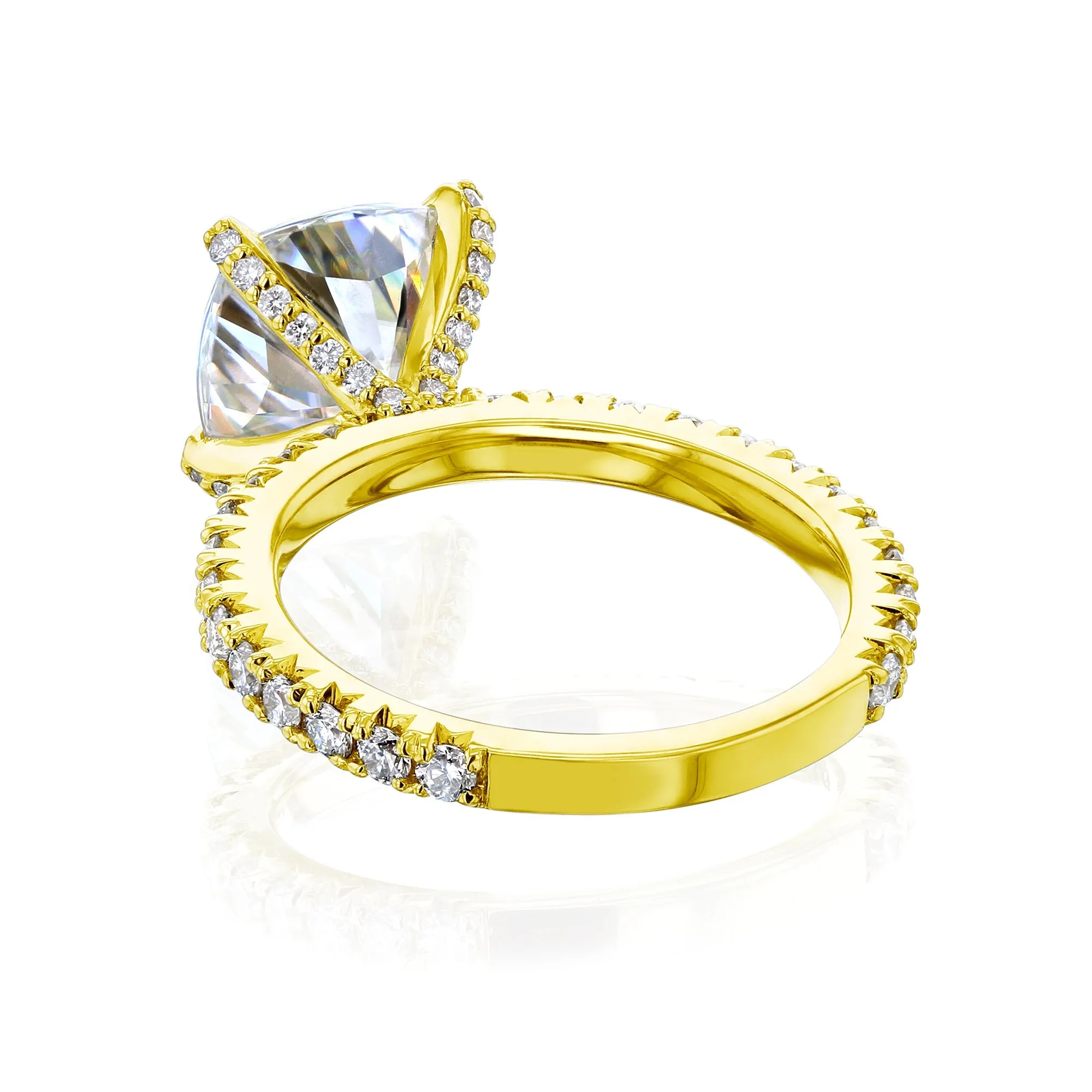 Cait - Cushion Moissanite & Diamond Pavé Ring
