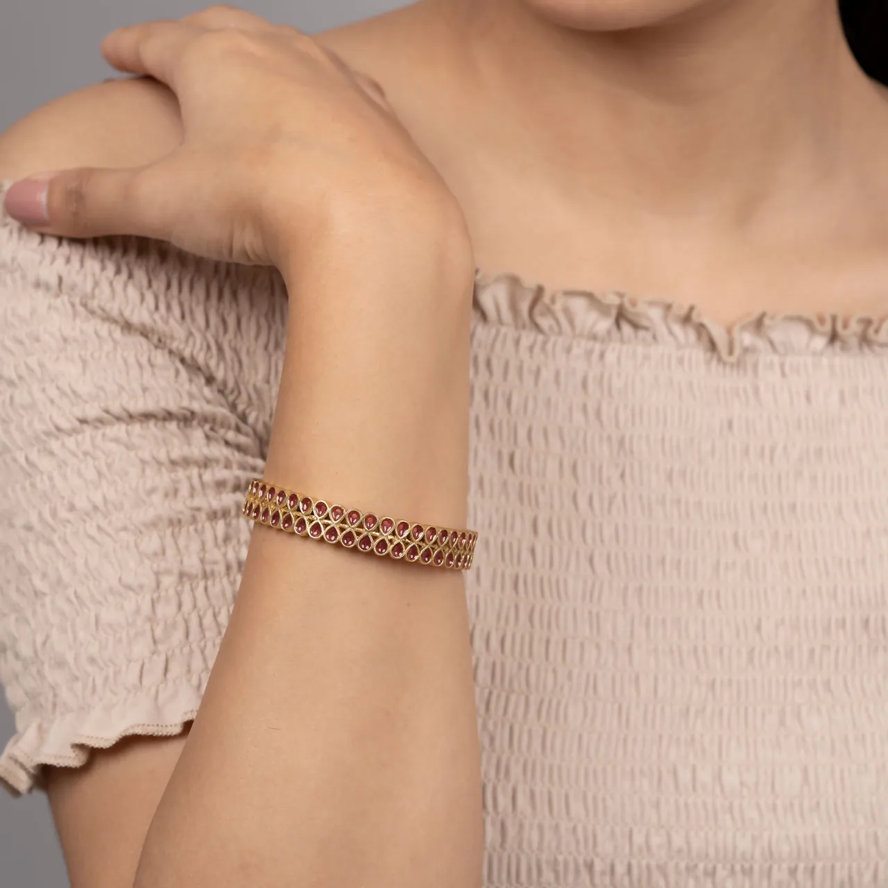 Carmine Loop Bangle - Gold Coated