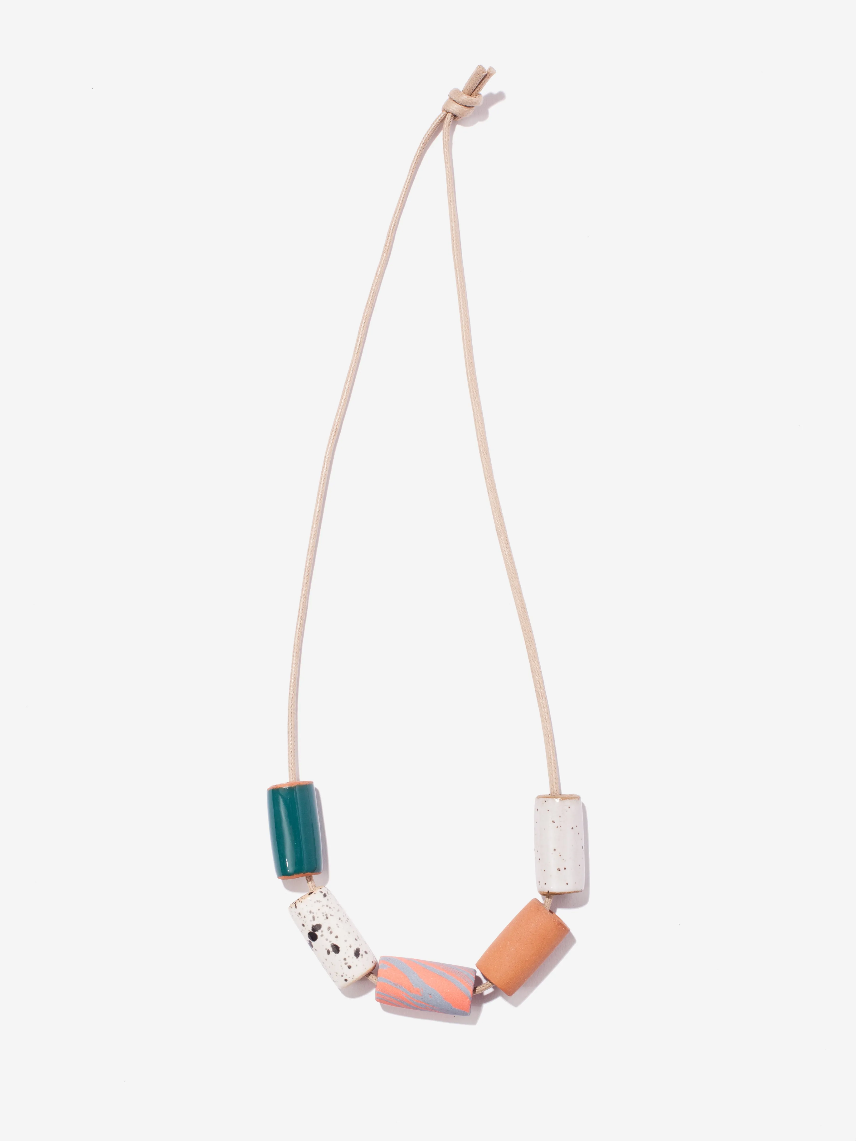 Ceramic Bead Necklace - Teal/Coral