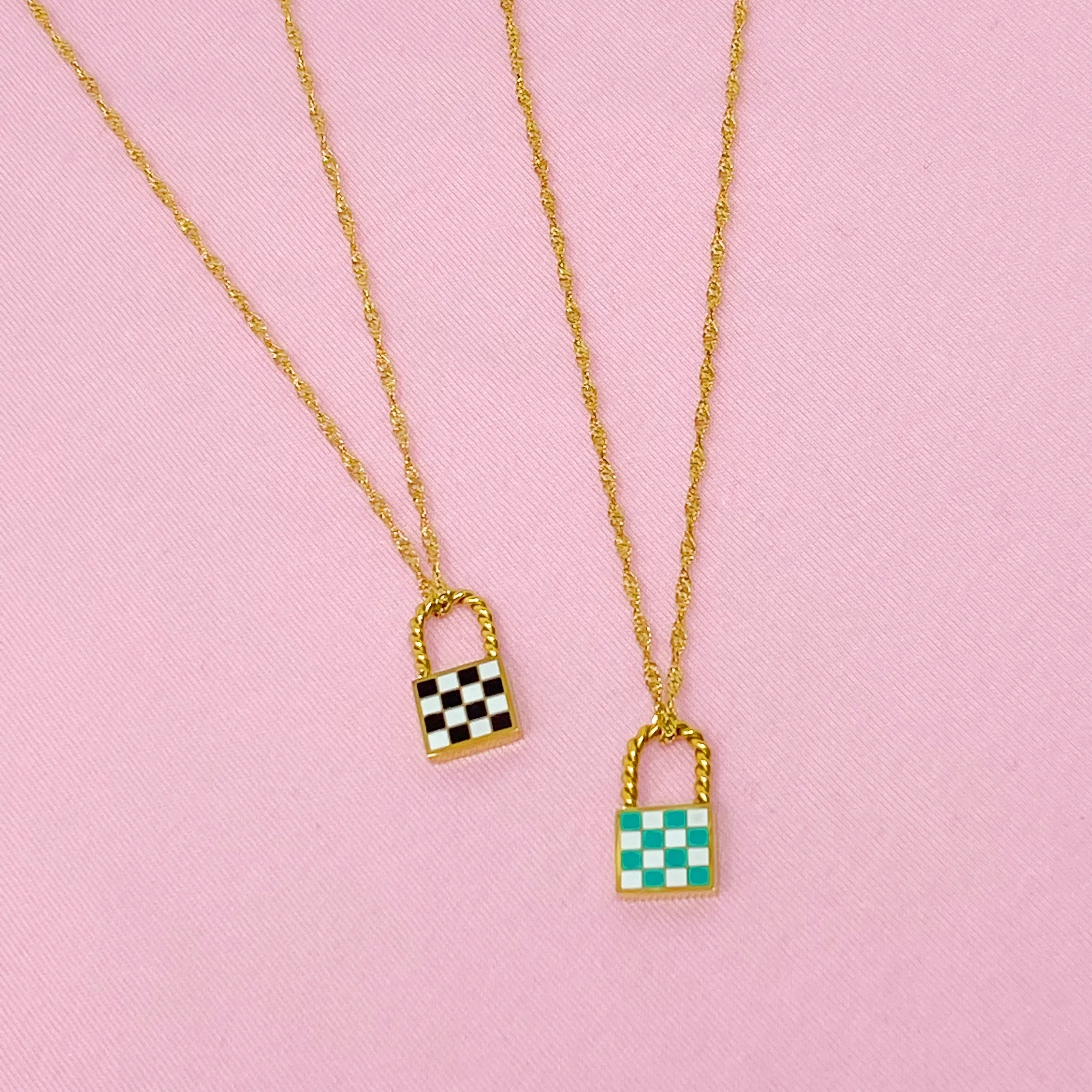 Checkered Locket Necklace by Ellisonyoung.com