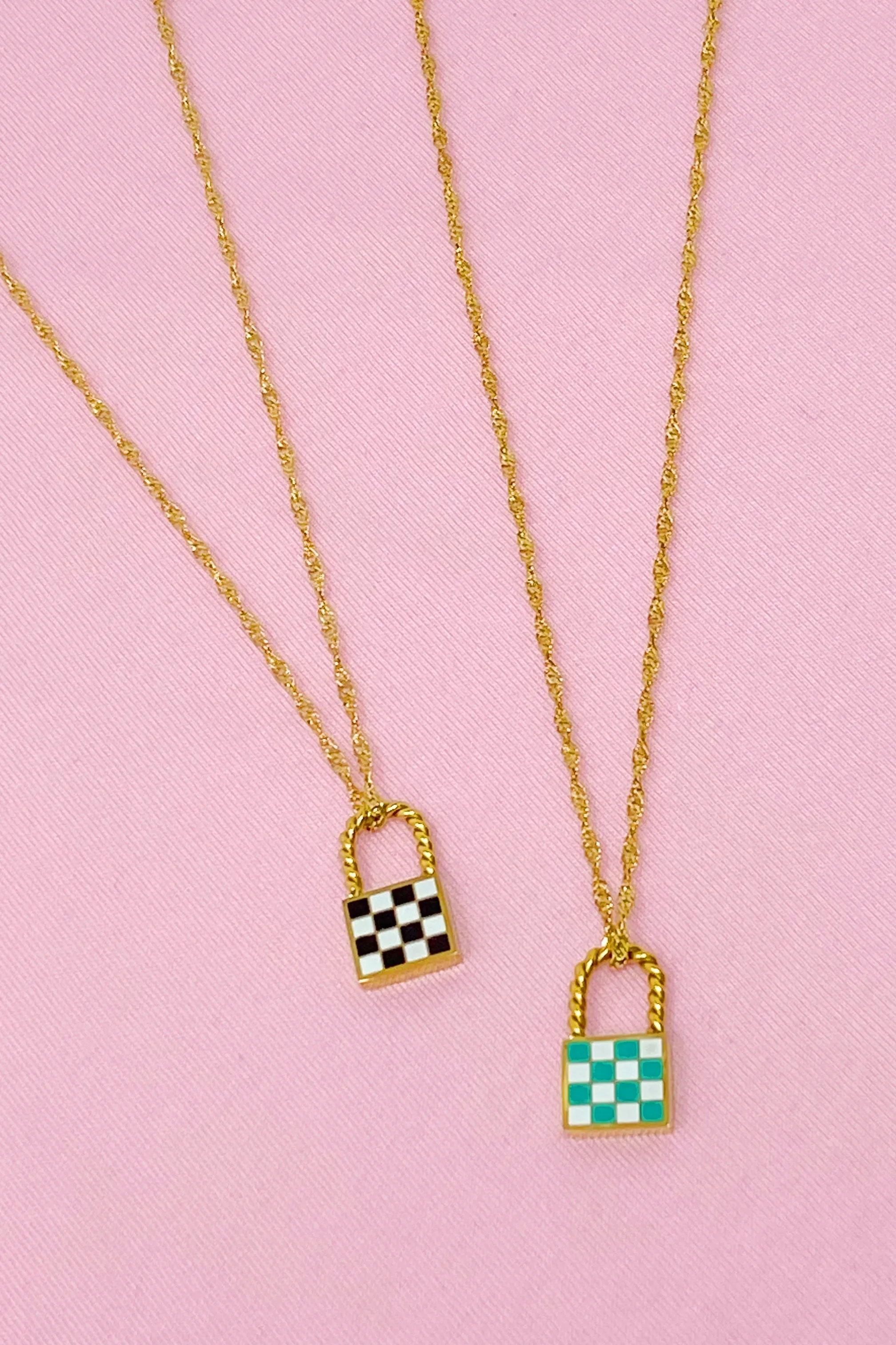 Checkered Locket Necklace by Ellisonyoung.com