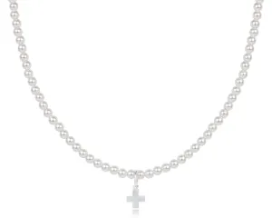 choker classic pearl 3mm bead - signature cross sterling charm by enewton