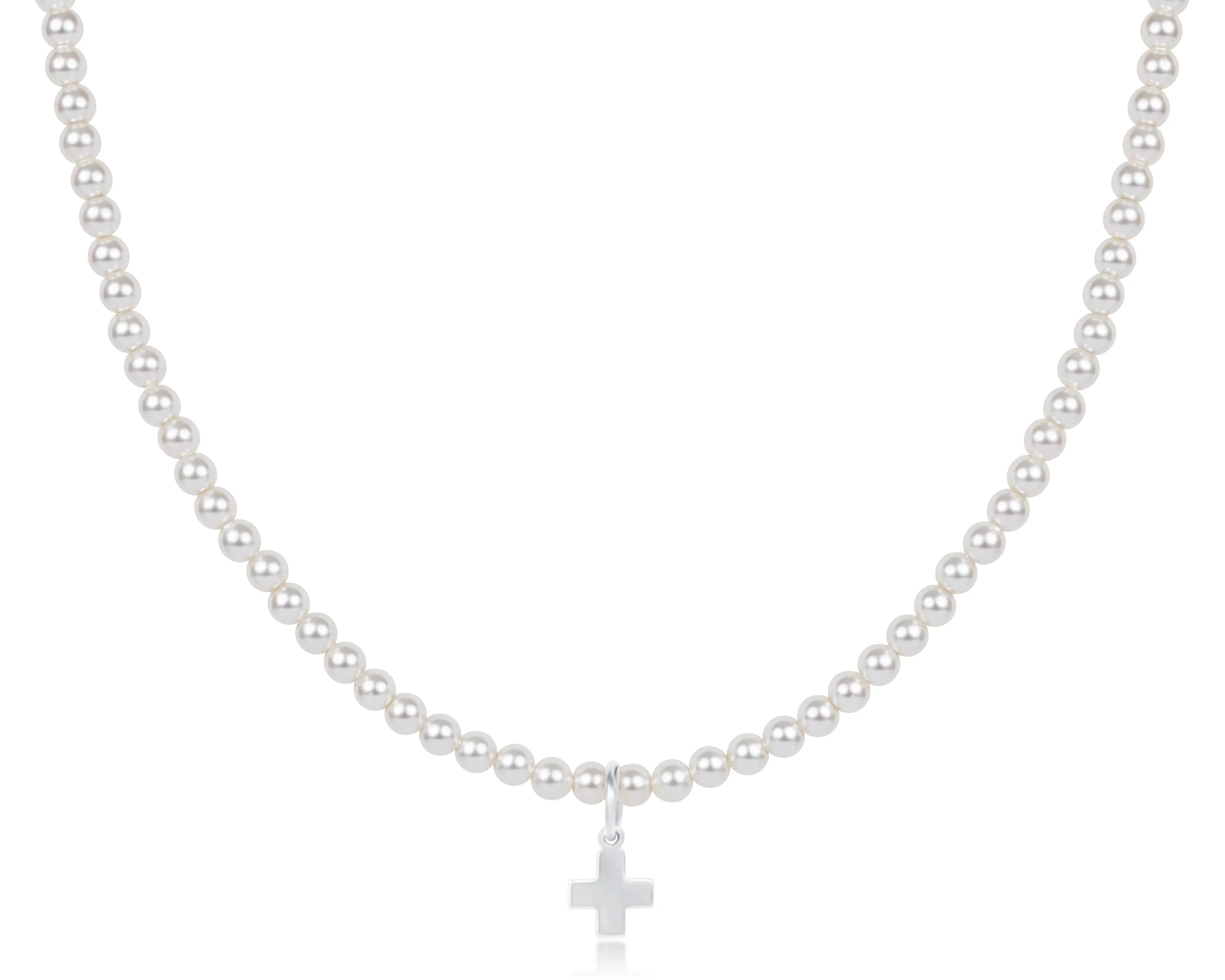 choker classic pearl 3mm bead - signature cross sterling charm by enewton