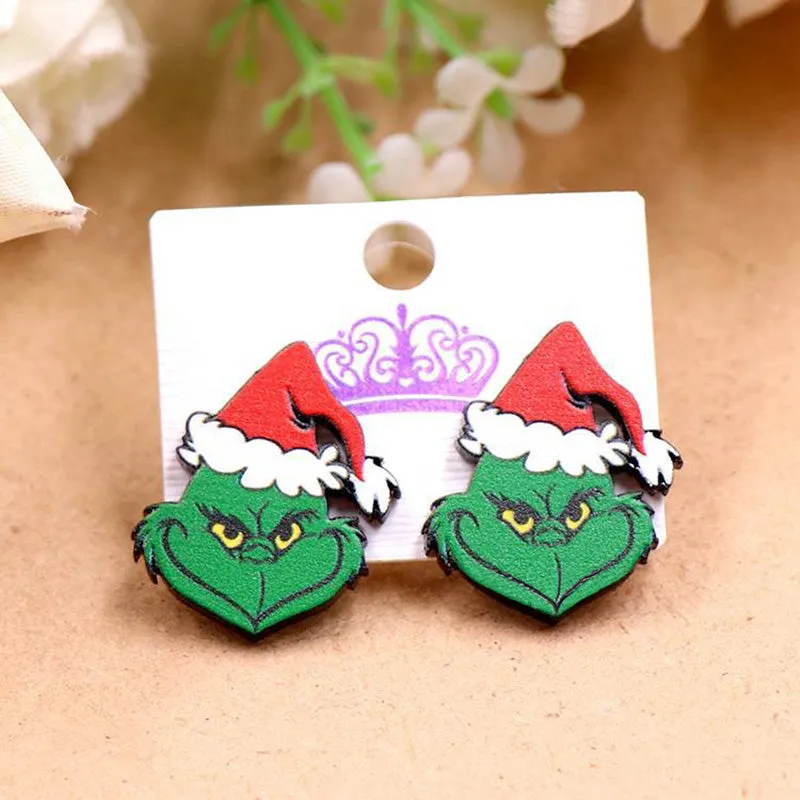 Christmas Grinch Simple Earrings