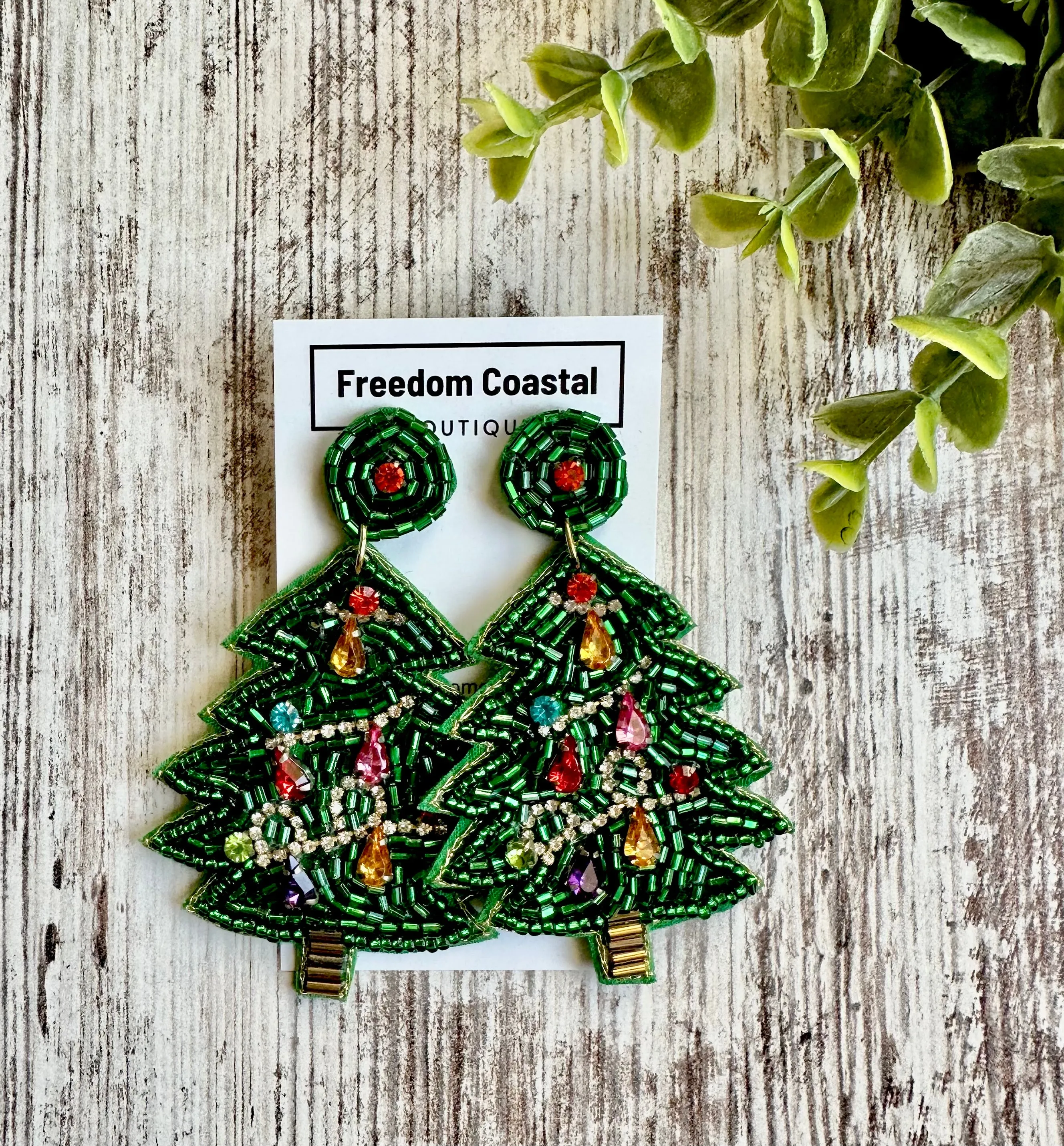 Christmas Tree Beaded Earrings