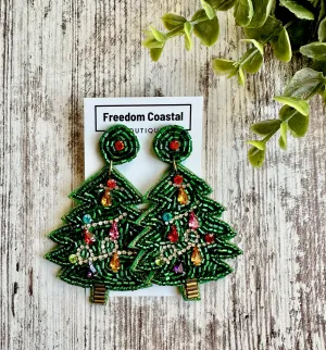 Christmas Tree Beaded Earrings