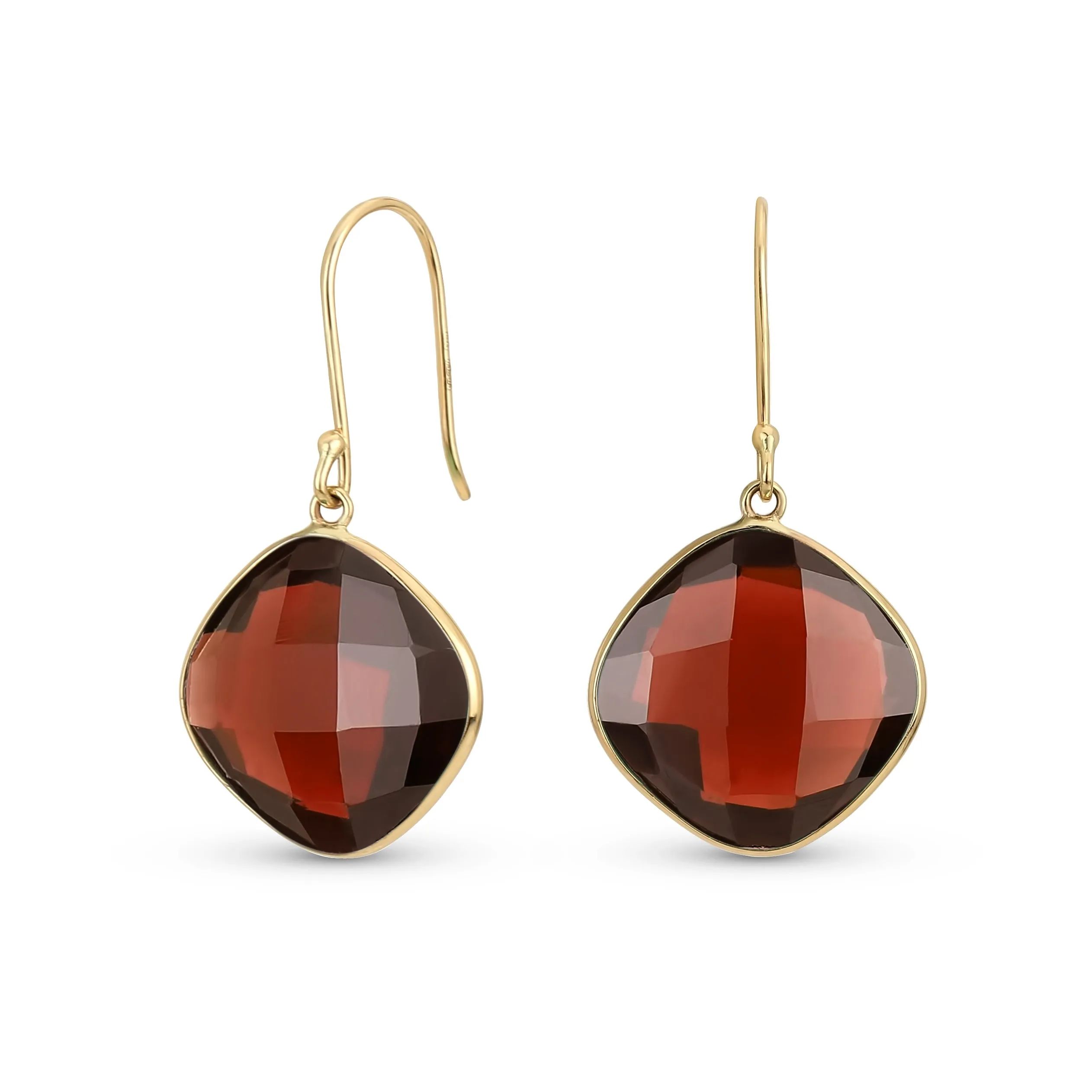 Classic 10K Gold Briolette Gemstone Dangle Gemstone Earrings with Amethyst