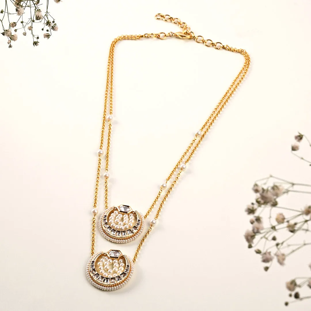 Classic Pearl & Kundan Dainty Necklace - JUJBR23N9