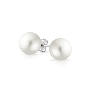 Classic Simple Pale Imitation Pearl Stud Earrings Sterling Silver