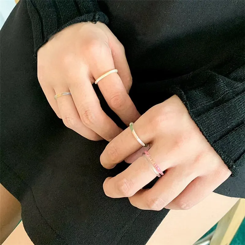 Colourful Resin Acrylic Rings Set