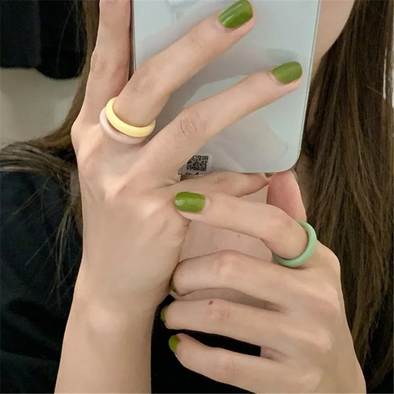 Colourful Resin Acrylic Rings Set