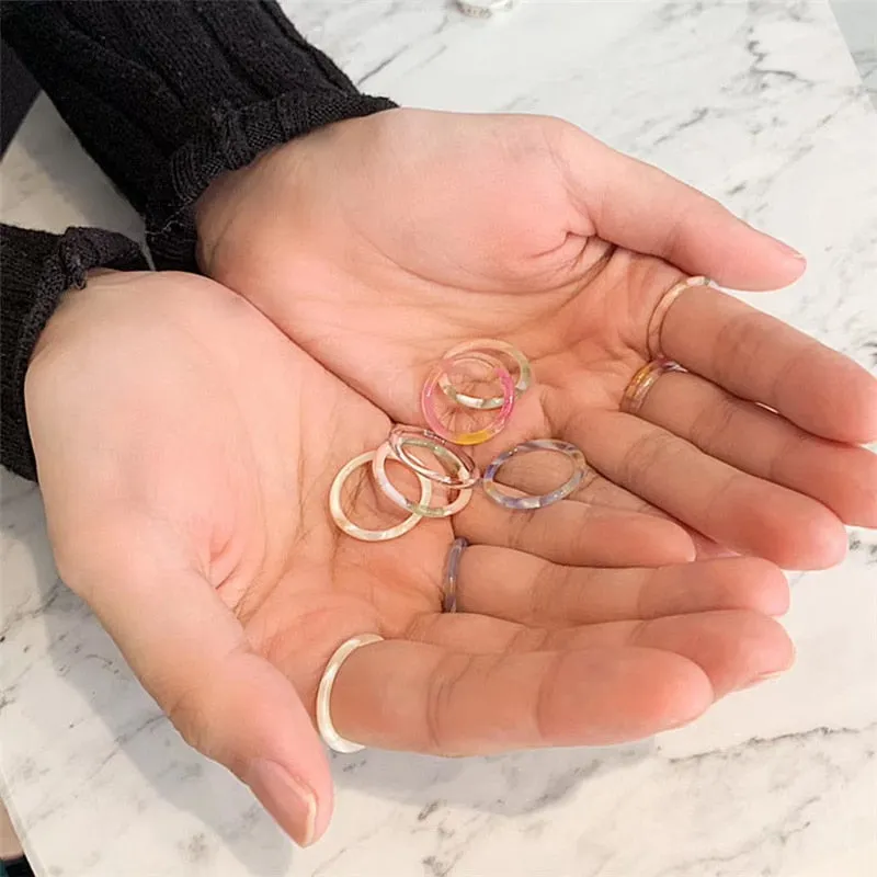 Colourful Resin Acrylic Rings Set