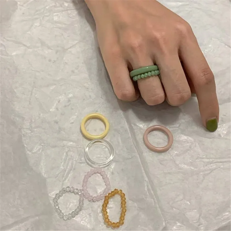 Colourful Resin Acrylic Rings Set