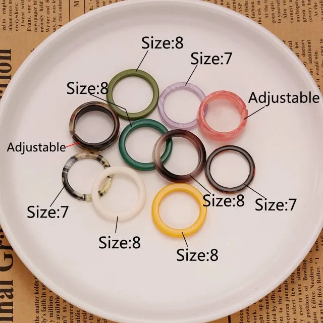 Colourful Resin Acrylic Rings Set