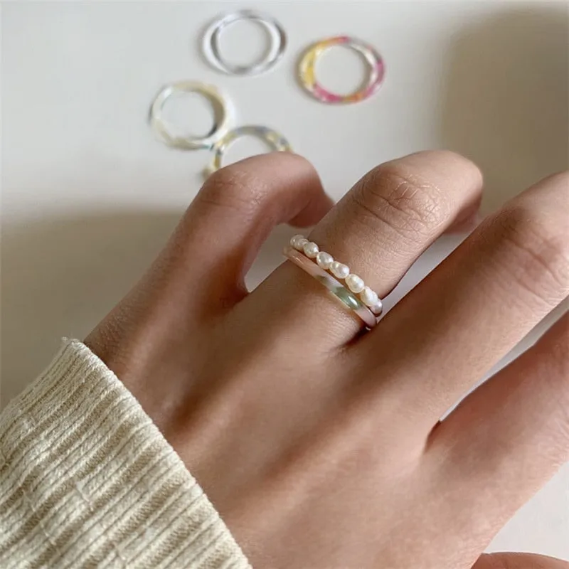 Colourful Resin Acrylic Rings Set