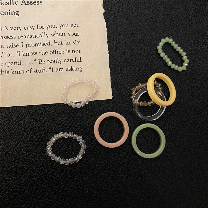 Colourful Resin Acrylic Rings Set