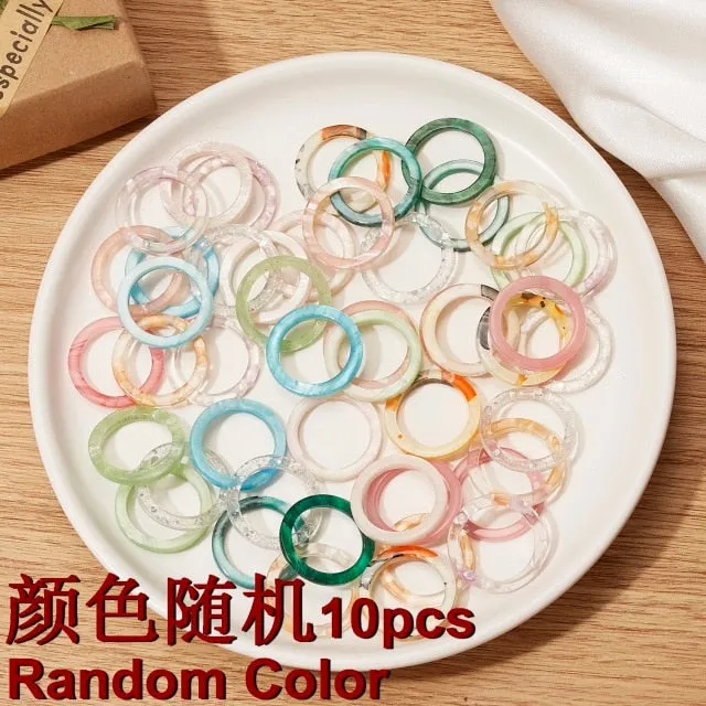 Colourful Resin Acrylic Rings Set