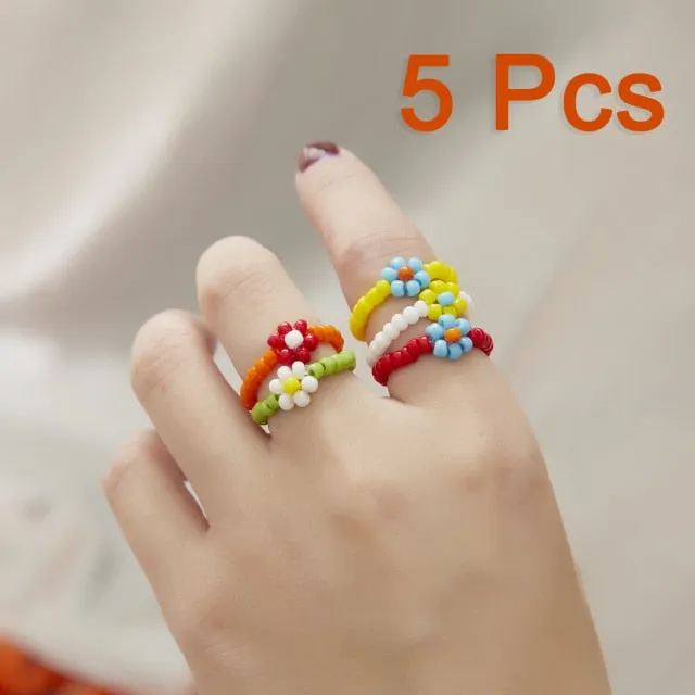 Colourful Resin Acrylic Rings Set