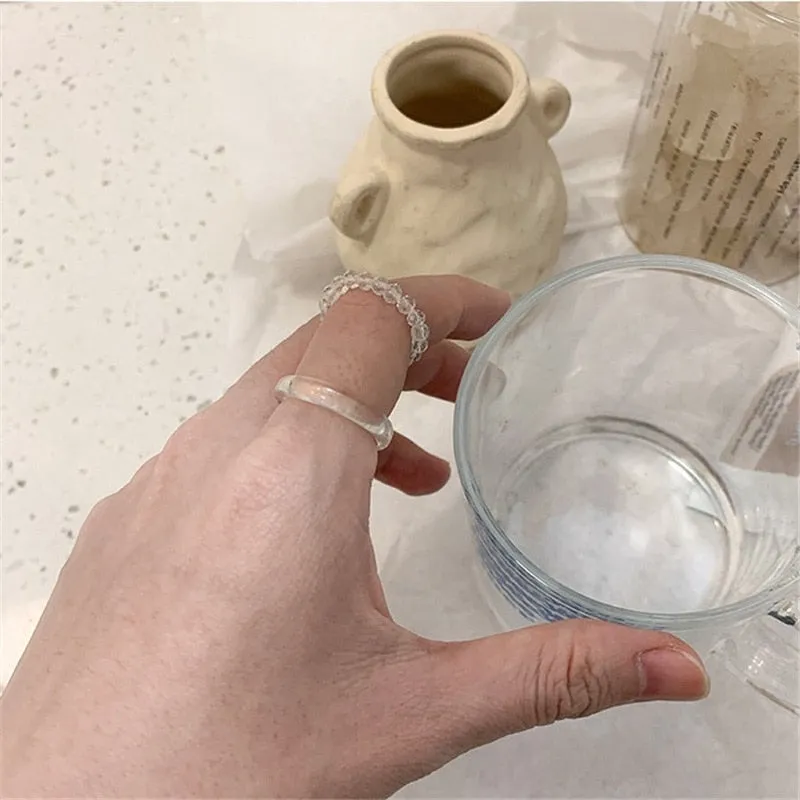 Colourful Resin Acrylic Rings Set