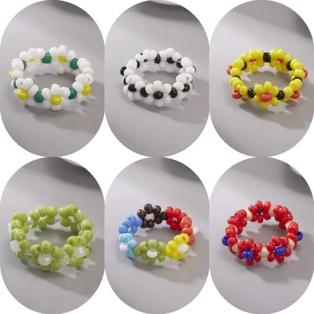Colourful Resin Acrylic Rings Set