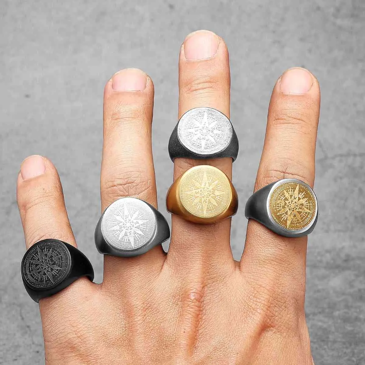 Compass Signet Rings