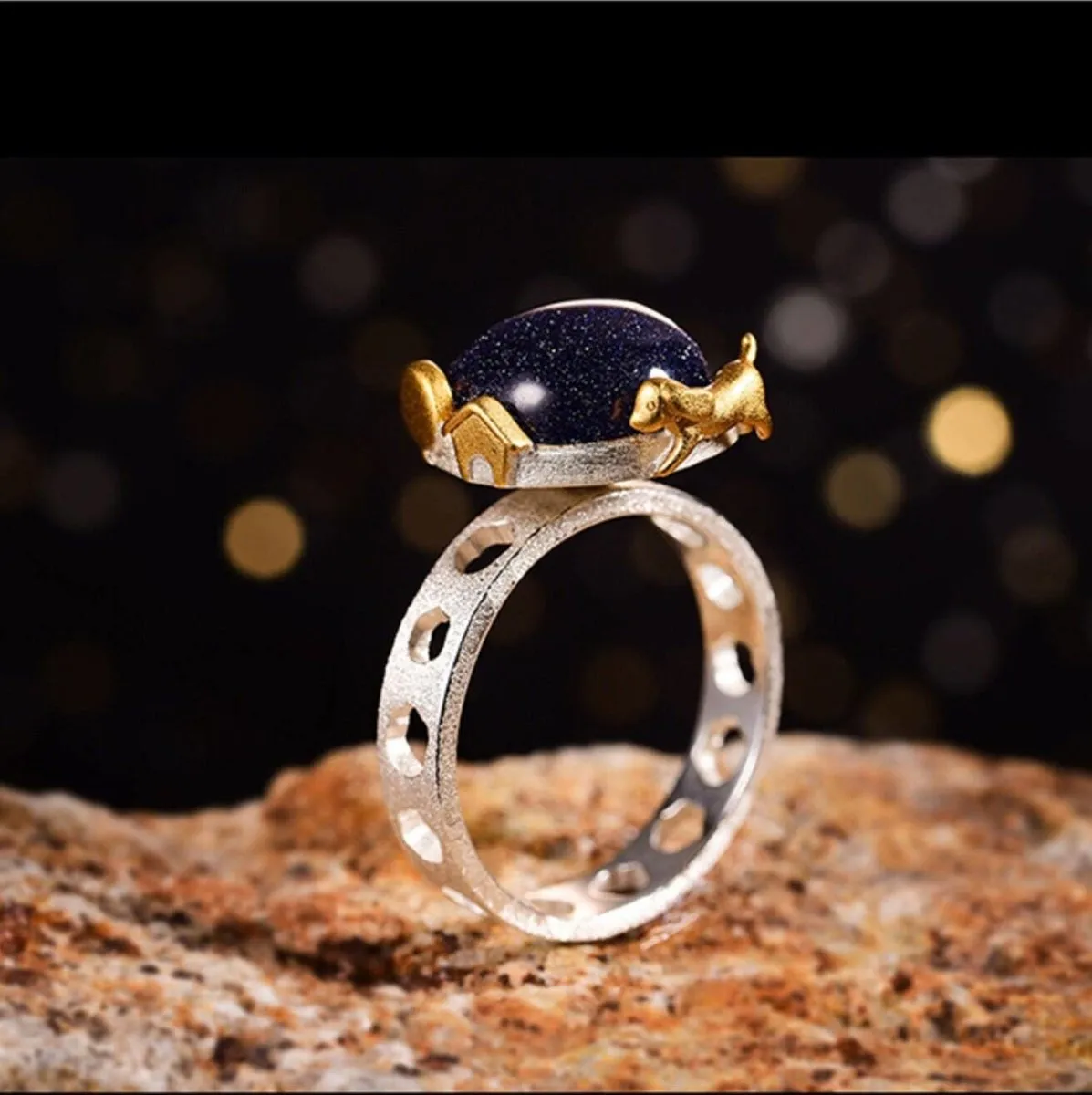 Cosmic Labradorite Ring Solar Anniversary Ring
