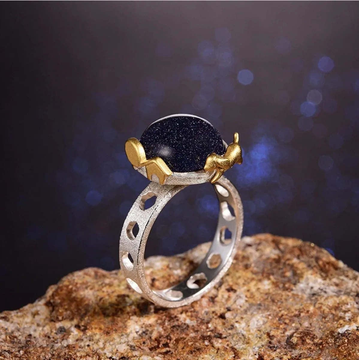 Cosmic Labradorite Ring Solar Anniversary Ring
