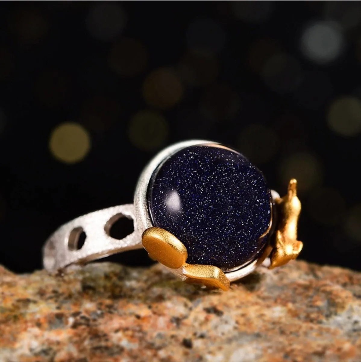 Cosmic Labradorite Ring Solar Anniversary Ring