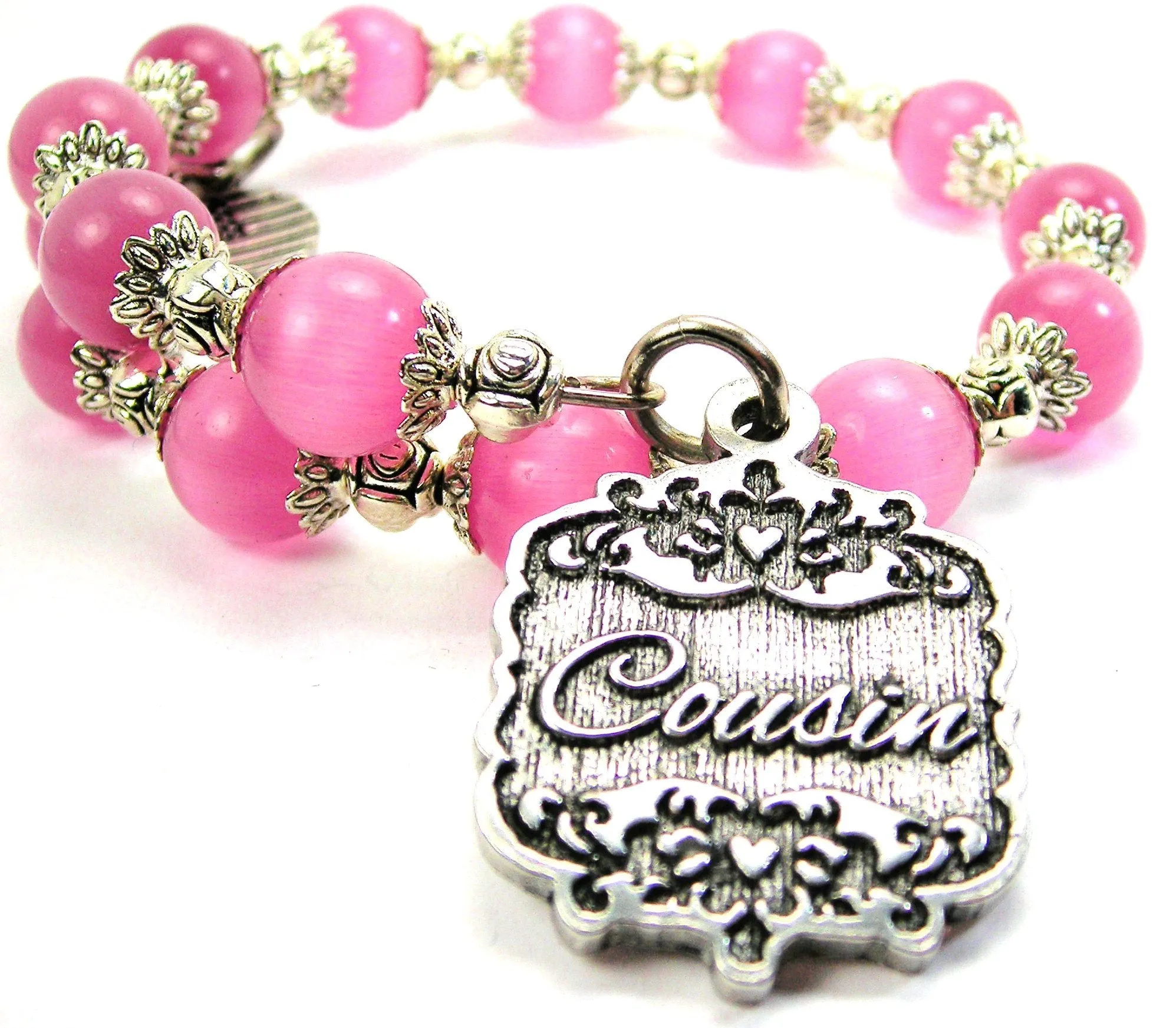 Cousin Victorian Scroll Cat's Eye Beaded Wrap Bracelet