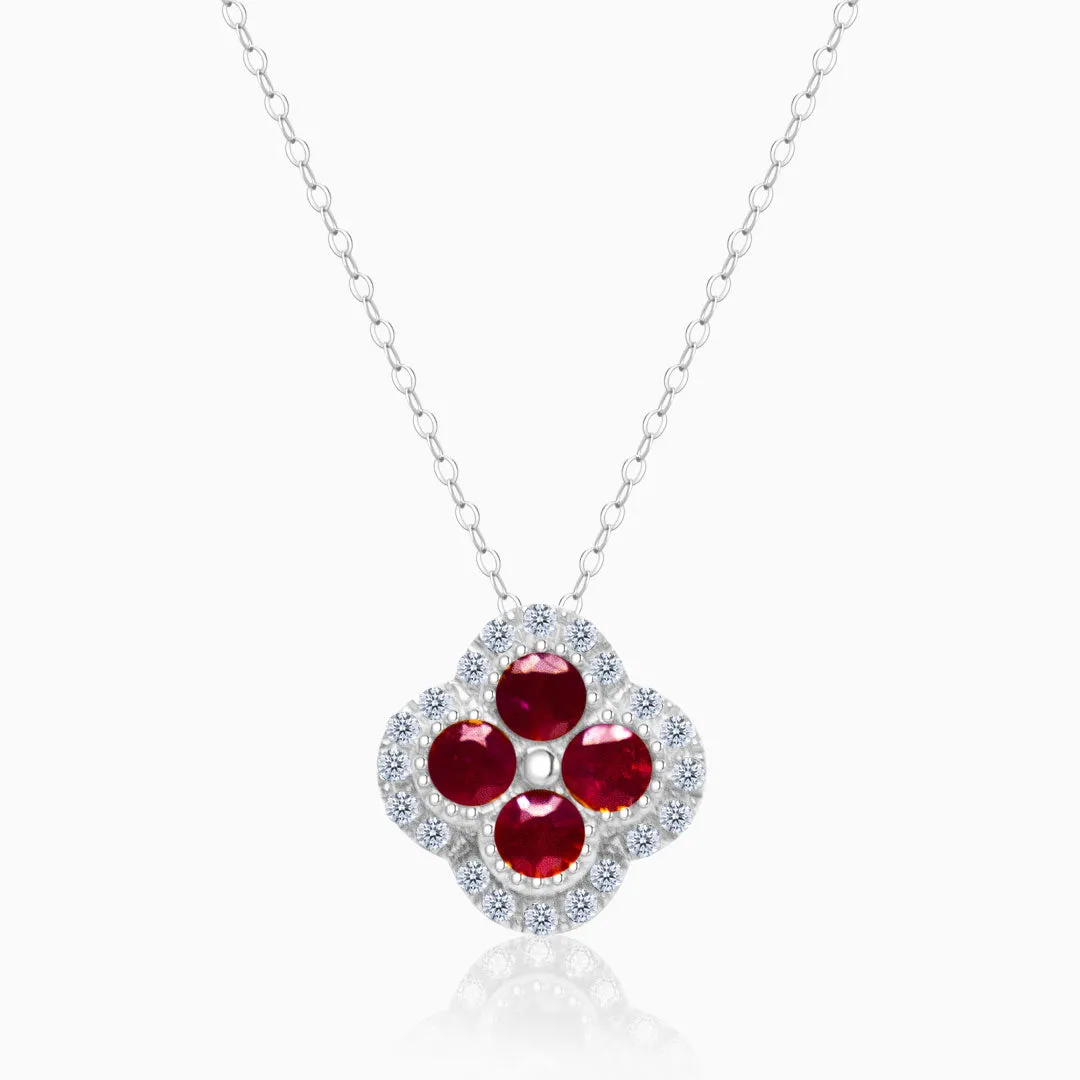 Crimson Quad Ruby and Diamond Pendant