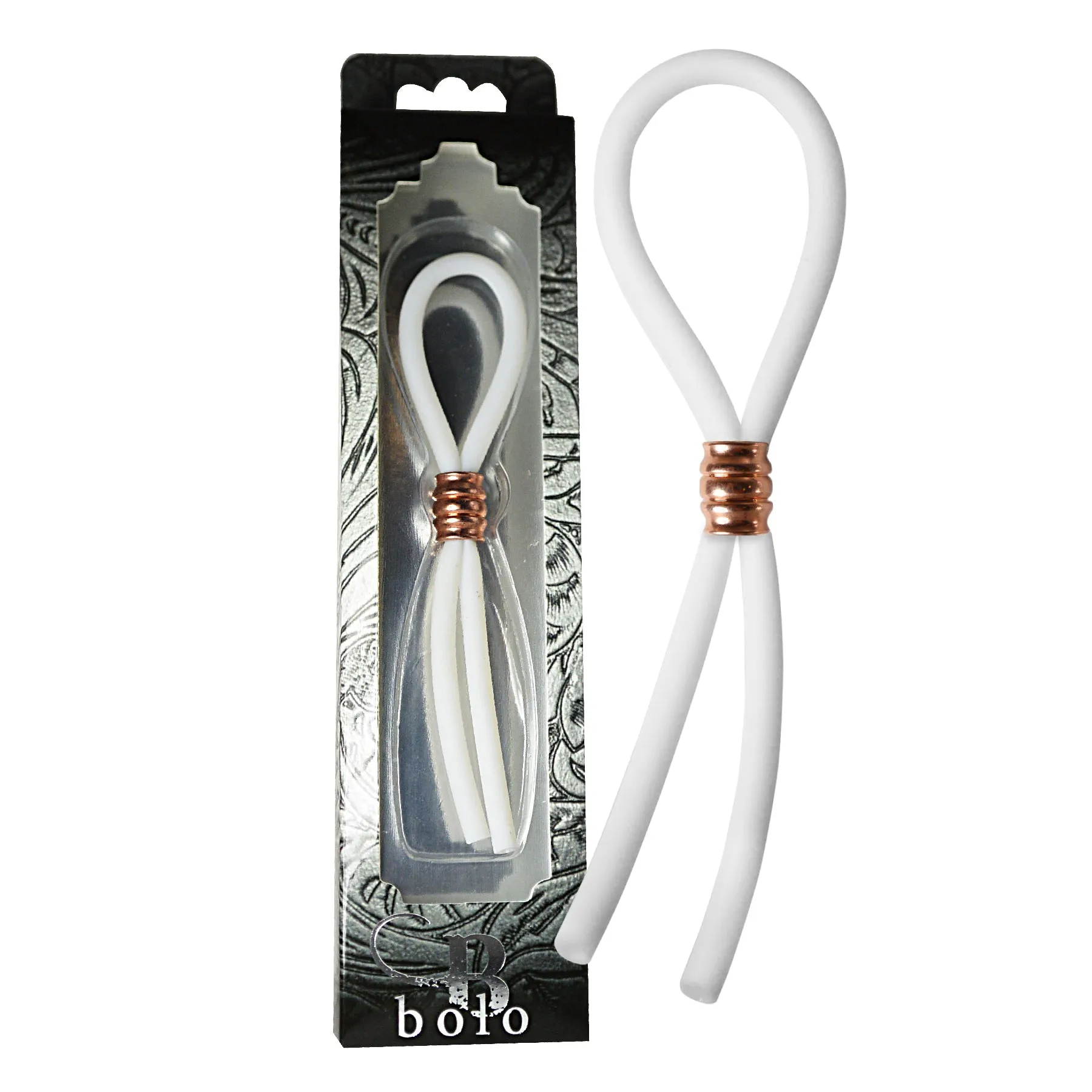 CRing Lasso Rose Gold Barrel Bead Silicone White